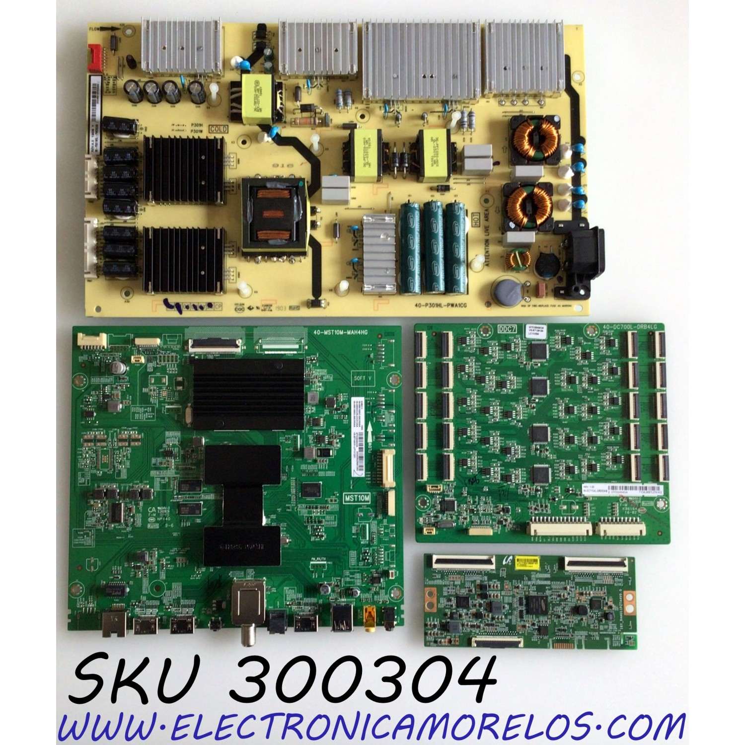 KIT DE TARJETAS PARA TV TCL / NUMERO DE PARTE MAIN 08-SS65CUN-OC412AA / 40-MST10M-MAH4HG / T-CON LJ94-41735C / RAHU11P2TA4V0 / DRIVER 08-DC71C4L-DR200AB / 40-DC700L-DRB4LG / FUENTE 08-P301W0L-PW200AB / 40-P301HL-PWA1CG / PANEL LVU650NDBL / MODELO 65R615